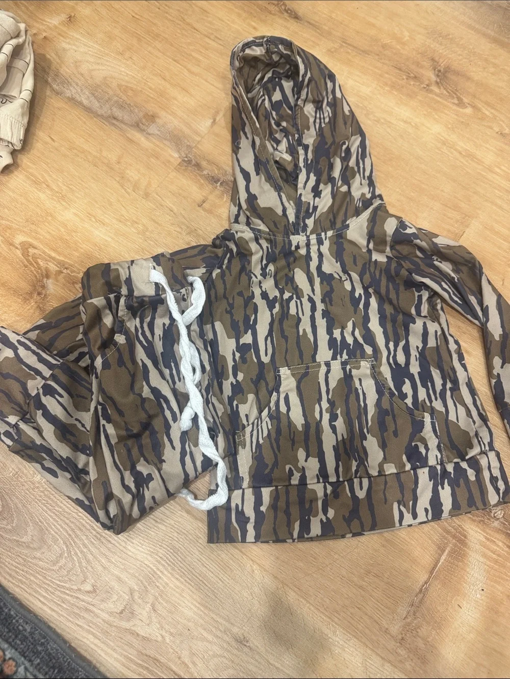 Cropped Camo Hoodie Set - Brown & Olive Camouflage